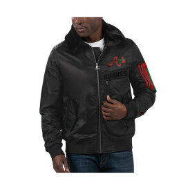 スターター レディース ジャケット＆ブルゾン アウター Men's x Ty Mopkins Black Atlanta Braves Black History Month Satin Full-Zip Jacket Black