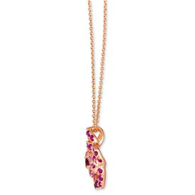 ルヴァン レディース ネックレス・チョーカー・ペンダントトップ アクセサリー Passion Ruby (1/10 ct. t.w.) & Bubble Gum Pink Sapphire (3/4 ct.t .w.) Flower Pendant Necklace in 14k Rose Gold, 18" + 2" extender No Color