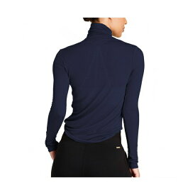 アララ レディース Tシャツ トップス Plus Size Adult Women Washable Cashmere Turtleneck Long Sleeve T-Shirt Navy