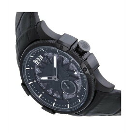 レイン レディース 腕時計 アクセサリー Men Solstice Automatic Semi-Skeleton Leather Strap Watch - Black Black