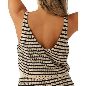 オニール レディース カットソー トップス Juniors' Kelsey Striped Cotton Crochet Cover-Up Tank Top Black/Tan