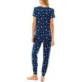 ルーデレイン レディース Tシャツ トップス V-Neck T-Shirt & Jogger Pants Pajama Set Libra Stars Estate Blue