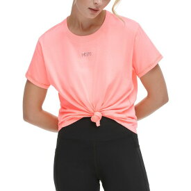ダナ キャラン ニューヨーク レディース Tシャツ トップス Women's Knot-Front Metallic Logo T-Shirt Atomic Pink