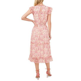 セセ レディース ワンピース トップス Women's Flutter Sleeve Smocked Waist Midi Dress Peach Coral