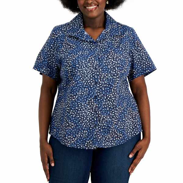 楽天市場】ケレンスコット レディース カットソー トップス Plus Size Mini Meadow Shirt, Created for Macy's  Intrepid Blue Combo : asty