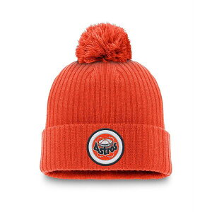 �i�C�L �����Y �X�q �A�N�Z�T���[ Men's Orange Houston Astros Cooperstown Collection Patch Cuffed with Pom Knit Hat Orange