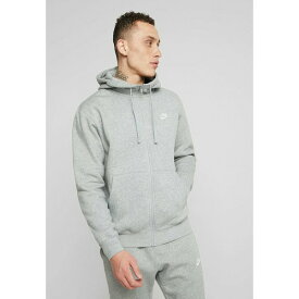 ナイキ メンズ カーディガン アウター CLUB HOODIE - Zip-up sweatshirt - dark grey heather/matte silver/white