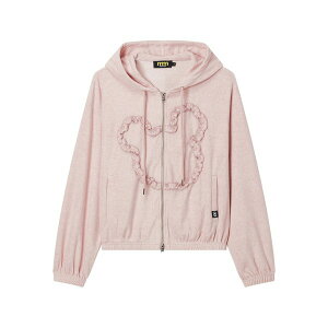 �~�j�N���[�� ���f�B�[�X �p�[�J�[�E�X�E�F�b�g�V���c �A�E�^�[ Ruffled-detail zip-fastening hoodie Pink