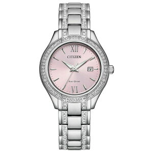 V`Y fB[X uXbgEoOEANbg ANZT[ Eco-Drive Women's Silhouette Crystal Stainless Steel Bracelet Watch 30mm Silver-tone
