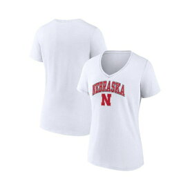 ファナティクス レディース Tシャツ トップス Women's White Nebraska Huskers Evergreen Campus V-Neck T-shirt White