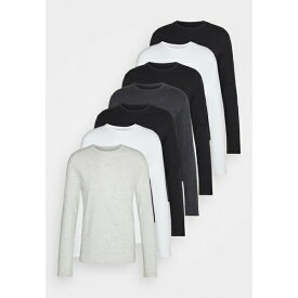 ピア ワン メンズ Tシャツ トップス 7 PACK - Long sleeved top - mottled light grey/white/mottled dark grey