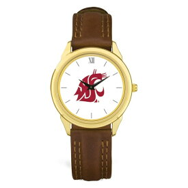 ジャーディン メンズ 腕時計 アクセサリー Washington State Cougars Unisex Team Logo Leather Wristwatch Gold/Brown