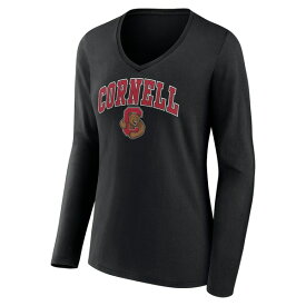 ファナティクス レディース Tシャツ トップス Cornell Big Red Fanatics Branded Women's Campus Long Sleeve VNeck TShirt Black