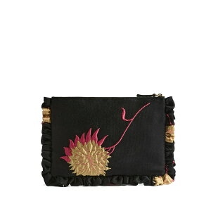 ���E�_�u���E�W�F�C ���f�B�[�X �N���b�`�o�b�O �o�b�O Floral-pattern clutch bag Black