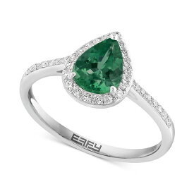 エフィー コレクション メンズ リング アクセサリー Brasilica by EFFY&reg; Emerald (9/10 ct. t.w.) and Diamond (1/6 ct. t.w.) Pear-Shaped Ring in 14k White Gold, Created for Macy's Green