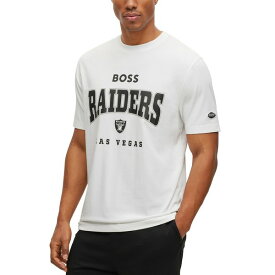 ヒューゴボス メンズ Tシャツ トップス by Hugo Boss x NFL Men's T-shirt Collection Las Vegas Raiders - White