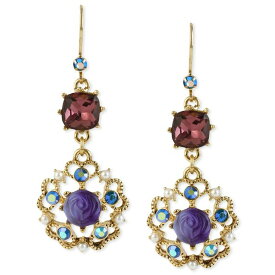ベッツィジョンソン メンズ ピアス・イヤリング アクセサリー Antique Gold-Tone Flower Medallion Crystal Drop Earrings Multi