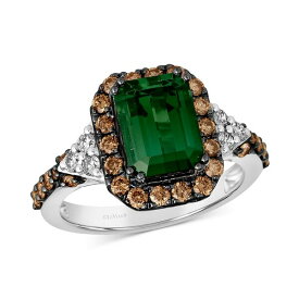 ルヴァン メンズ リング アクセサリー Couture Hunters Green Tourmaline (2-1/4 ct. t.w.), Chocolate Diamonds (5/8 ct. t.w.) & Nude Diamonds (1/5 ct. t.w.) Square Halo Ring in Platinum No Color