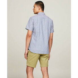 トミー ヒルフィガー メンズ シャツ トップス Men's Regular-Fit Candy Stripe Linen Shirt Anchor Blue/ Optic White