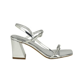 カルバンクライン レディース サンダル シューズ Women's Linella Block Heel Dress Sandals Silver Mirror Metallic - Manmade