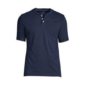 ランズエンド メンズ Tシャツ トップス Big & Tall Short Sleeve Super-T Henley T-Shirt Radiant navy