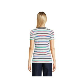 ランズエンド レディース カットソー トップス Women's Cotton Rib T-shirt Multi harbor stripe