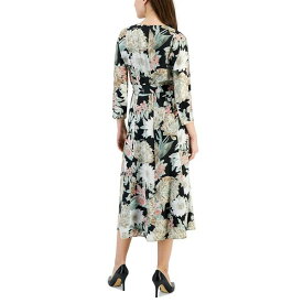 アンクライン レディース ワンピース トップス Women's Floral-Print Dolman-Sleeve Dress Black/Crema Multi