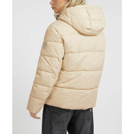 ゲス メンズ ジャケット＆ブルゾン アウター Men's Allover Logo Puffer Jacket Tan