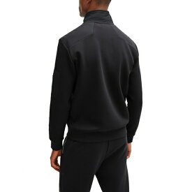 ヒューゴボス メンズ パーカー・スウェットシャツ アウター Men's 3D-Moulded Logo Zip-Neck Sweatshirt Charcoal