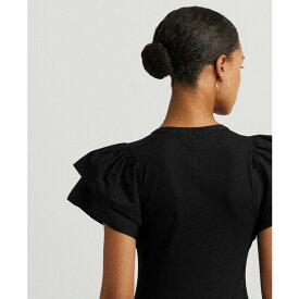 ラルフローレン レディース カットソー トップス Women's Flutter-Sleeve Henley Top Black