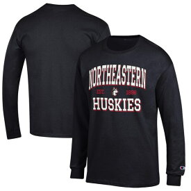 チャンピオン メンズ Tシャツ トップス Northeastern Huskies Champion Jersey Est. Date Long Sleeve TShirt Black