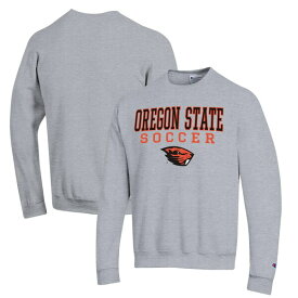 チャンピオン メンズ パーカー・スウェットシャツ アウター Oregon State Beavers Champion Soccer Stack Logo Powerblend Pullover Sweatshirt Gray