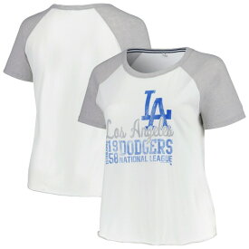 ソフト?アズ ア?グレープ レディース Tシャツ トップス Los Angeles Dodgers Soft as a Grape Women's Plus Size Baseball Raglan TShirt White