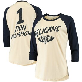 ファナティクス レディース Tシャツ トップス Zion Williamson New Orleans Pelicans Fanatics Branded Women's Raglan 3/4Sleeve TShirt Cream