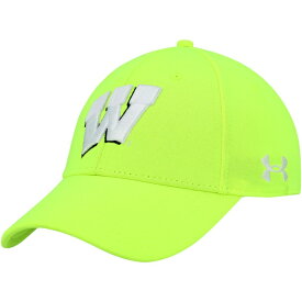 アンダーアーマー メンズ 帽子 アクセサリー Wisconsin Badgers Under Armour Signal Call Performance Flex Hat Neon Green