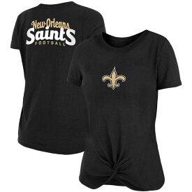 ニューエラ レディース Tシャツ トップス New Orleans Saints New Era Women's Slub TShirt with Front Twist Knot Black