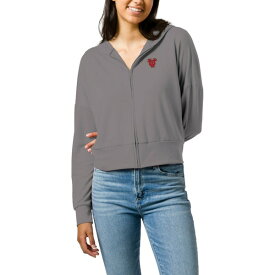 リーグカレッジエイトウェア レディース パーカー・スウェットシャツ アウター Tampa Spartans League Collegiate Wear Women's All Day Midi FullZip Cropped Hoodie Gray