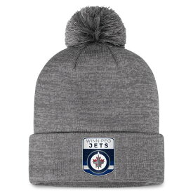 ファナティクス メンズ 帽子 アクセサリー Winnipeg Jets Fanatics Authentic Pro Home Ice Cuffed Knit Hat with Pom Gray