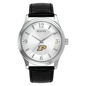 ブロバ メンズ 腕時計 アクセサリー Purdue Boilermakers Leather Watch Silver