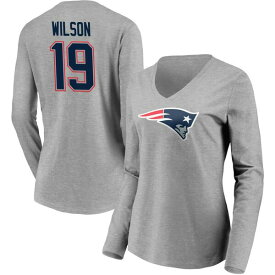 ファナティクス レディース Tシャツ トップス New England Patriots Fanatics Branded Women's Team Authentic Custom Long Sleeve VNeck TShirt Wilson,Marco-19