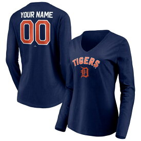 ファナティクス レディース Tシャツ トップス Detroit Tigers Fanatics Branded Women's Personalized Winning Streak Name & Number Long Sleeve VNeck TShirt Navy