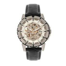レイン レディース 腕時計 アクセサリー Philippe Automatic White Dial, Genuine Black Leather Watch 41mm Black