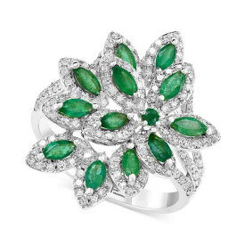 エフィー コレクション レディース リング アクセサリー Brasilica by EFFY&reg; Emerald (1-1/16 ct. t.w.) and Diamond (5/8 ct. t.w.) Flower Ring in 14k Gold or 14k White Gold Emerald/White Gold
