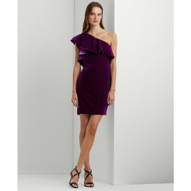 ラルフローレン レディース ワンピース トップス Women's Velvet One-Shoulder Sheath Dress Dark Purple Agate Velvet