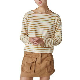 ラッキーブランド レディース カットソー トップス Women's Breton Striped Cotton Long-Sleeve T-Shirt Cream/gold Stripe