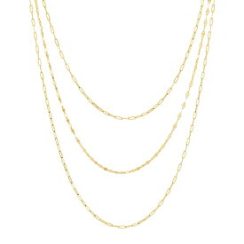 イタリアン ゴールド レディース ネックレス・チョーカー・ペンダントトップ アクセサリー Paperclip & Mirror Link 15" Layered Necklace in 14k Gold Yellow Gold