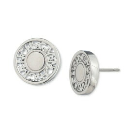 ジバンシー レディース ピアス＆イヤリング アクセサリー Silver-Tone Logo Embossed Coin Stud Earrings Silver