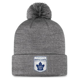 ファナティクス メンズ 帽子 アクセサリー Toronto Maple Leafs Fanatics Authentic Pro Home Ice Cuffed Knit Hat with Pom Gray