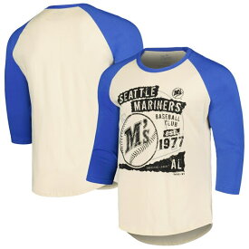 マジェスティックスレッズ メンズ Tシャツ トップス Seattle Mariners Majestic Threads Raglan 3/4Sleeve TShirt Cream/Royal
