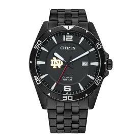 ジャーディン メンズ 腕時計 アクセサリー Notre Dame Fighting Irish Citizen Quartz Black Tone Stainless Steel Watch